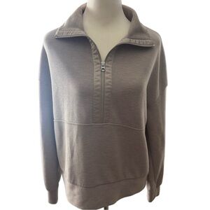 Varley Taupe Half-Zip Pullover Hoodie